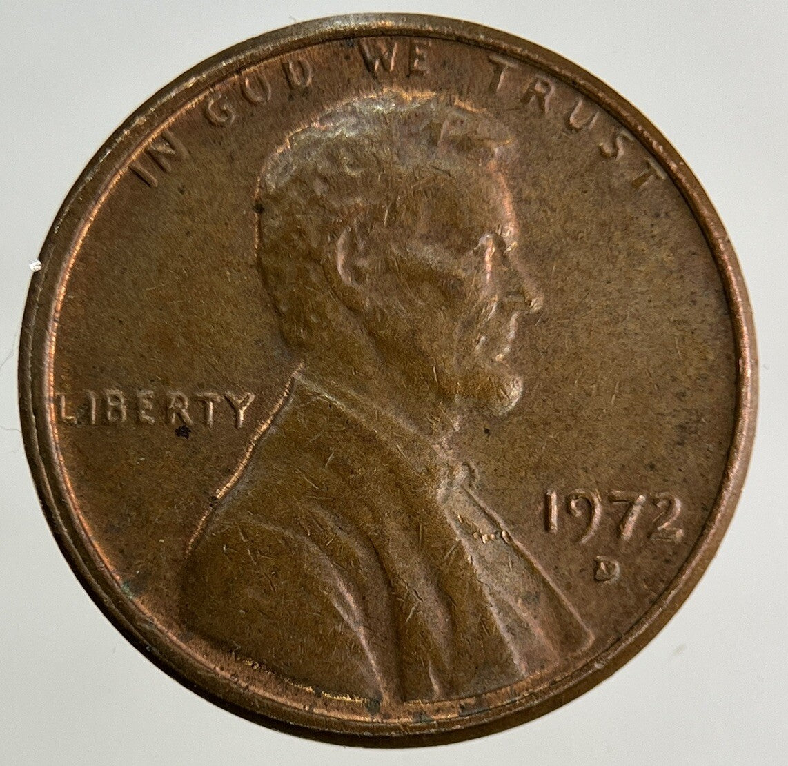 1972 - D US USA Lincoln One Cent Coin | Fine Collectable Grade
