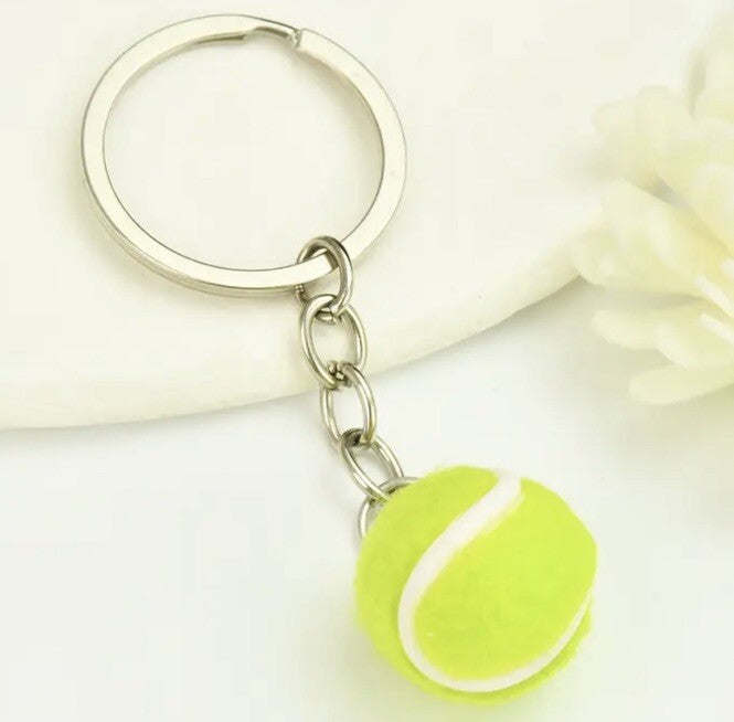 Mini Green Tennis Ball Sports Ball Shaped Keyring Premium Keychain Gift UK