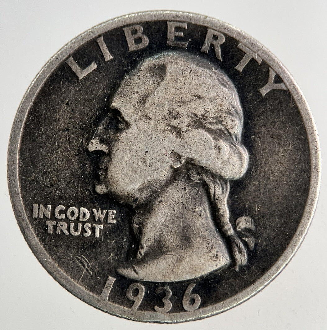 1936 - S US USA Quarter Dollar Silver Coin | Fine Collectable Grade