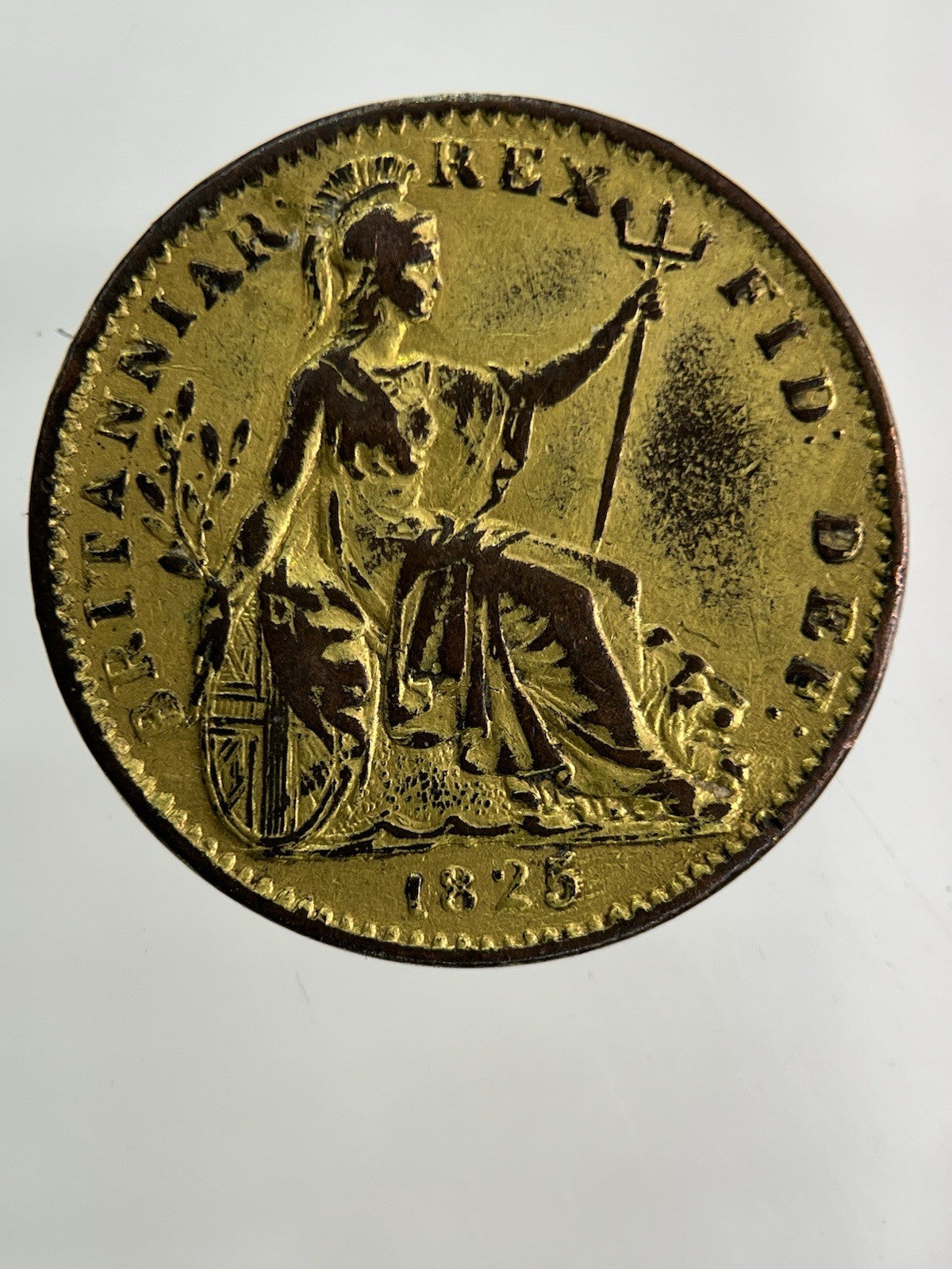1825 Gilded George IV Farthing Coin | Very High Grade