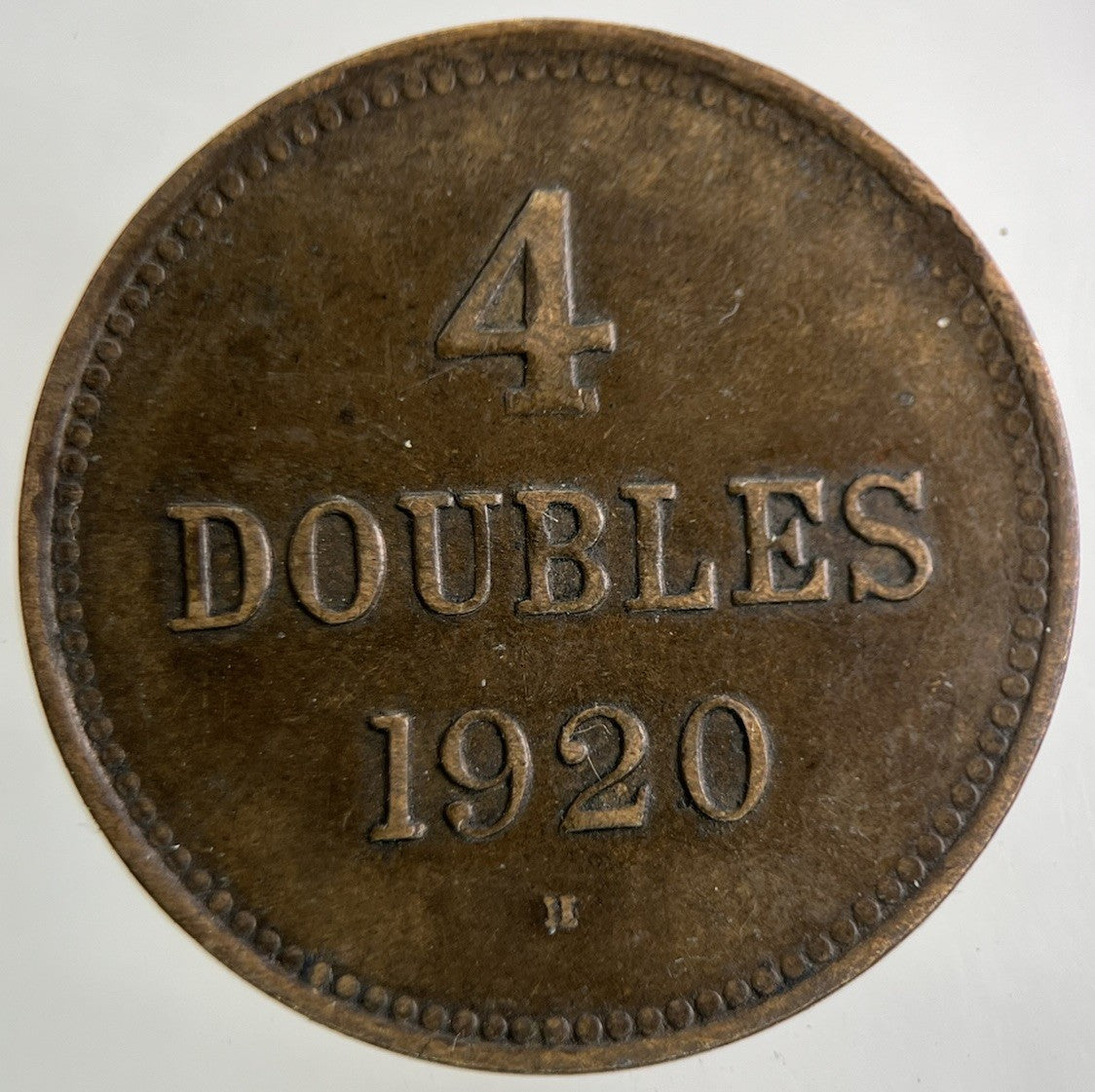 1920 Guernsey 4 Doubles Coin | Fine Collectable Grade