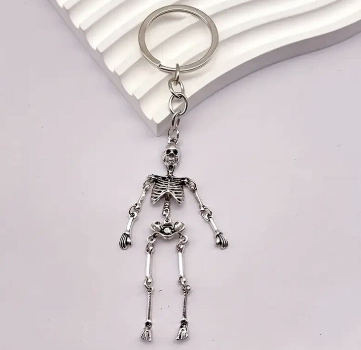 Mini Moving Metal Skeleton Body Shaped Keyring Premium Keychain Gift UK