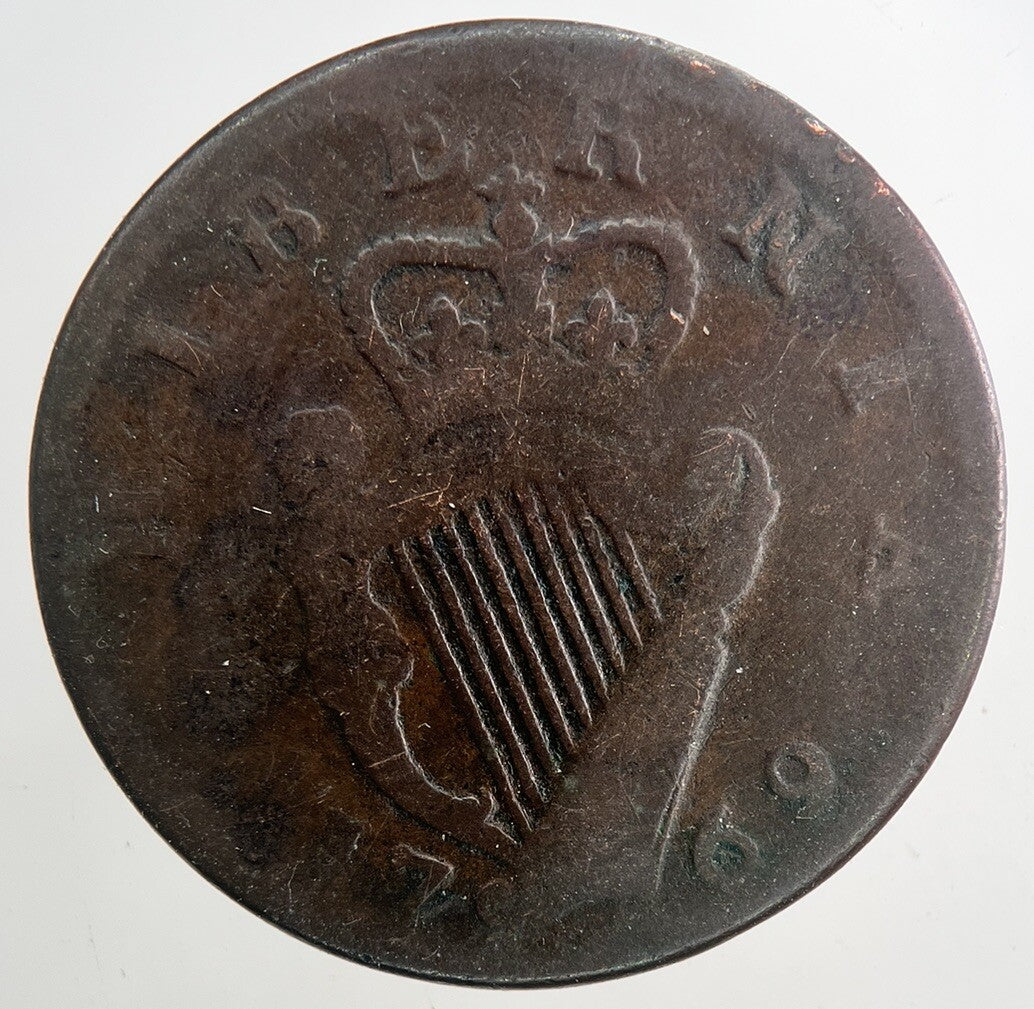 1769 George III Irish Hibernia Half - Penny Coin | Collectable Grade | a9358