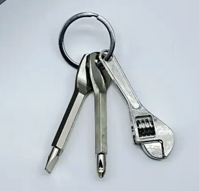 Mini Metal Toolkit Screwdrivers & Spanner Keyring Premium Keychain Gift UK