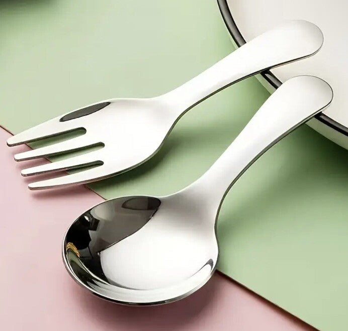 Mini Travel Camping Spoon & Fork Stainless Steel Compact Cutlery Set UK Stock