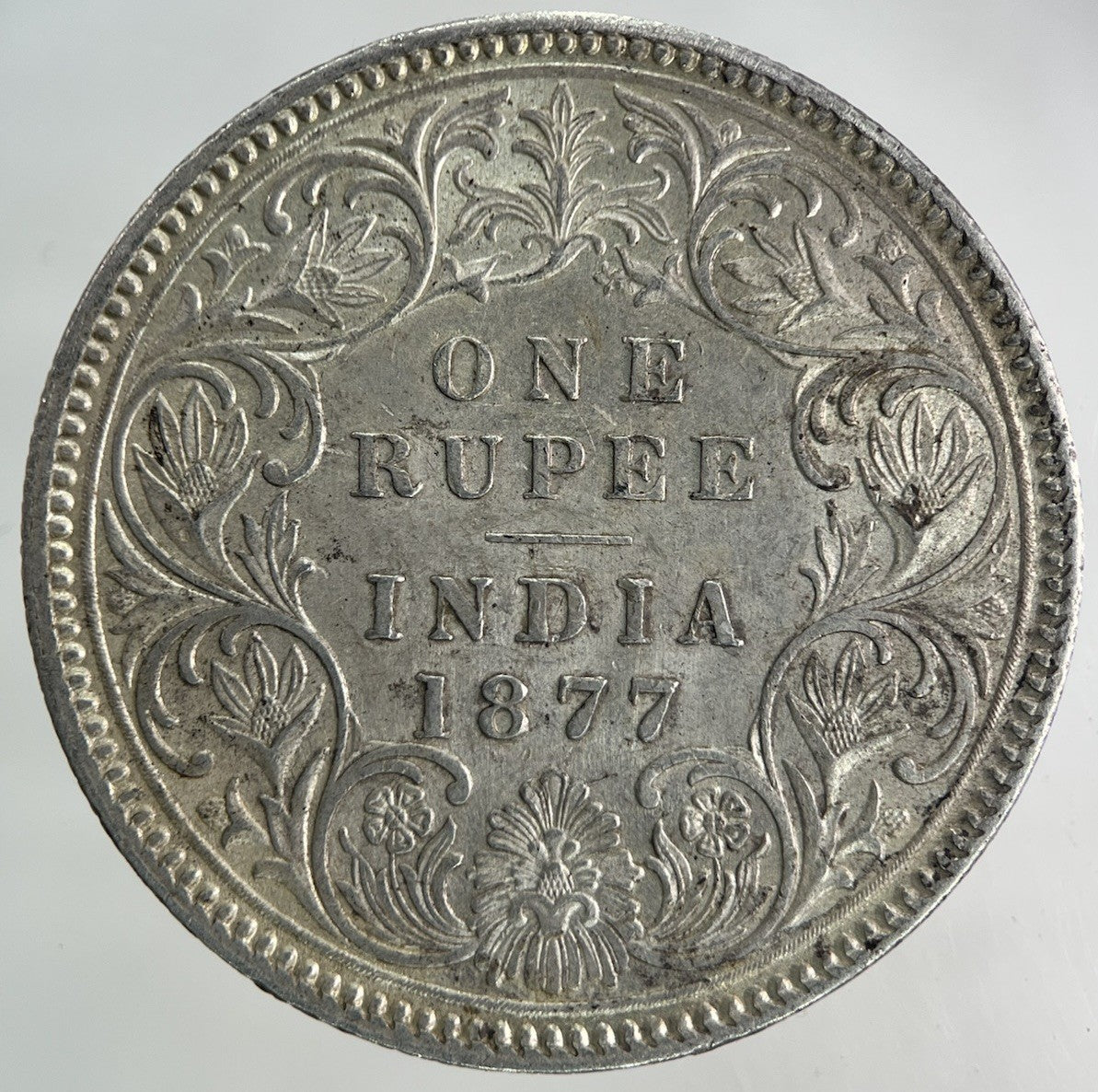 1877 India One Rupee Silver Coin | Very High Grade