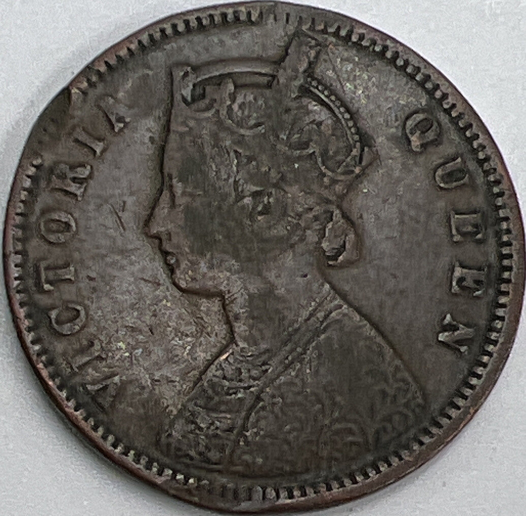 1876 India 1/4 One Quarter Anna Coin | Fair Grade