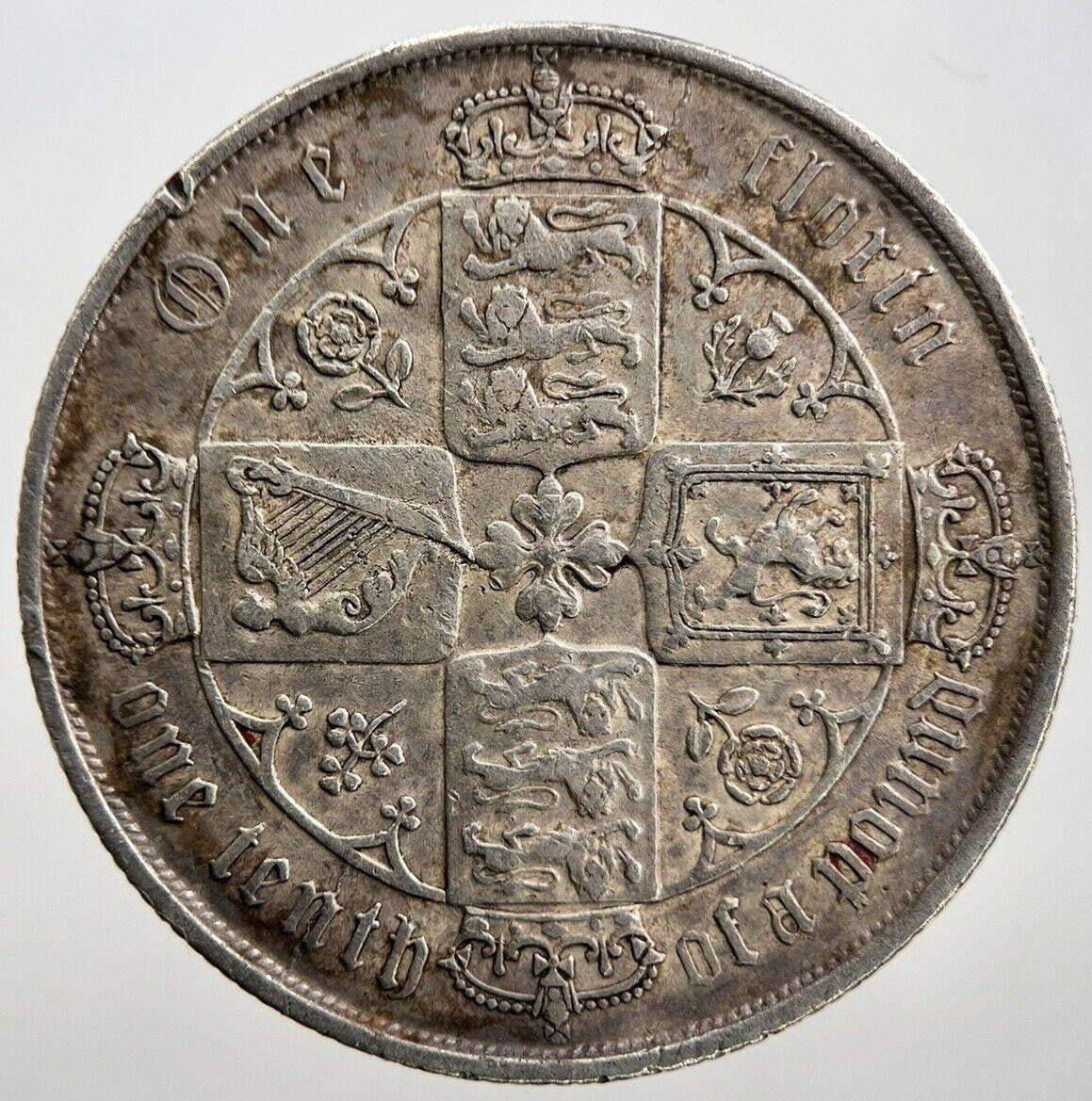 Victoria Gothic Florin British Silver Coin | Fine Collectable Grade