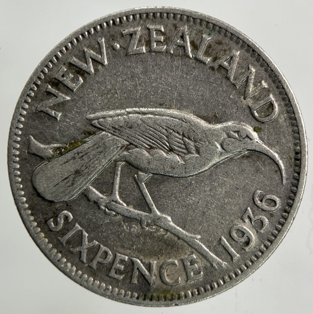 1936 New Zealand Sixpence Silver Coin | Fine Collectable Grade