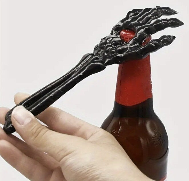 Black Metal Bottle Opener Heavy Cast Iron Skeleton Design Premium Gift UK