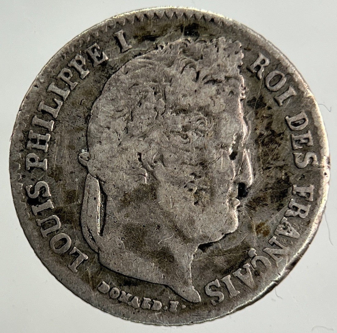 1842 France 1/4 Quarter Franc Silver Coin | Fine Collectable Grade