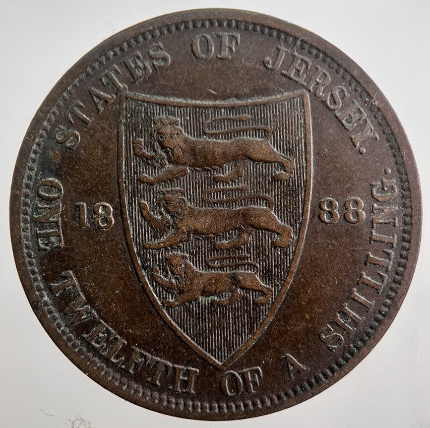 1888 Jersey 1/12th One - Twelfth - Of - A - Shilling Coin | Collectable Grade | a8037