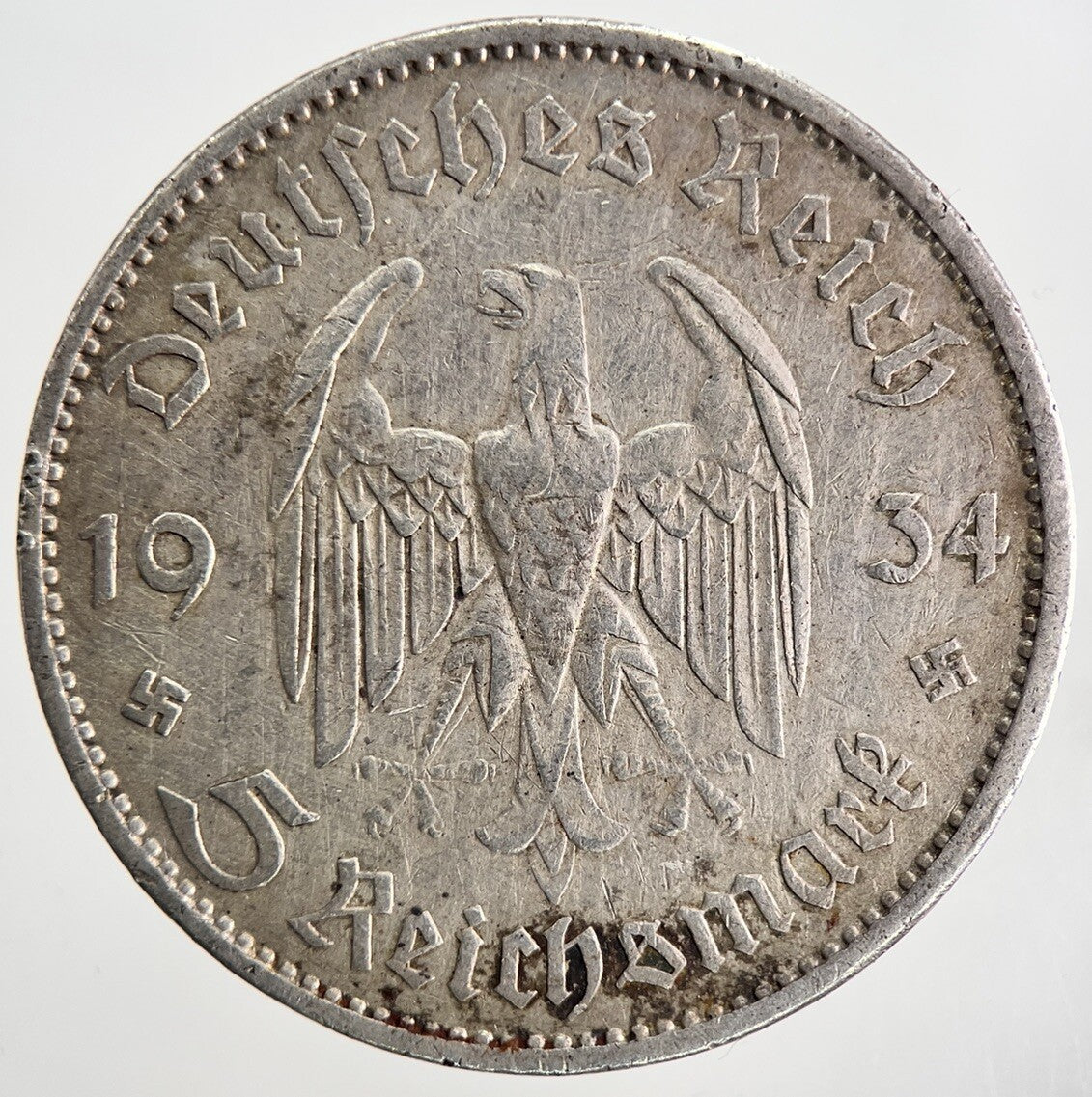 1934 - A Germany 5 Mark Silver Coin | Fine Collectable Grade | a9775