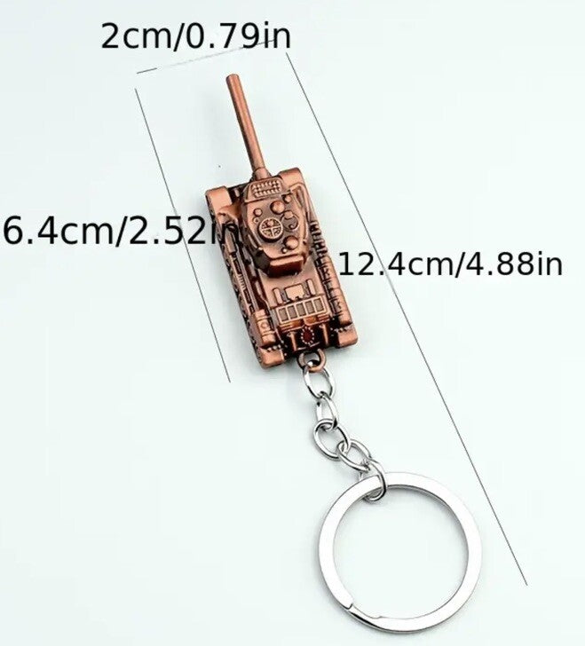 Mini Metal Tank With Rotating Turret Keyring Premium Keychain Gift UK