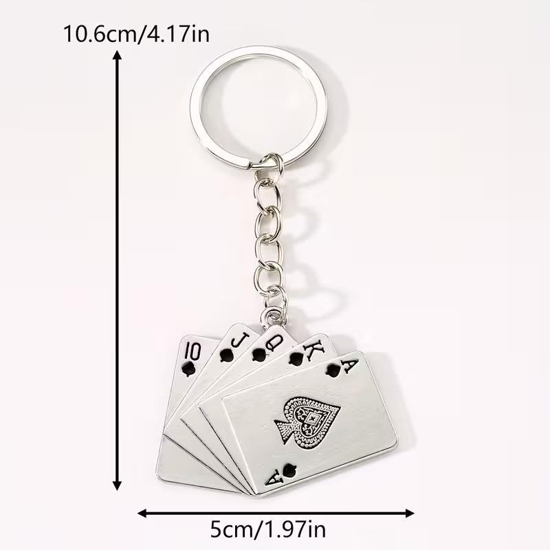 Mini Metal Black Playing Cards Set Casino Keyring Premium Keychain Gift UK