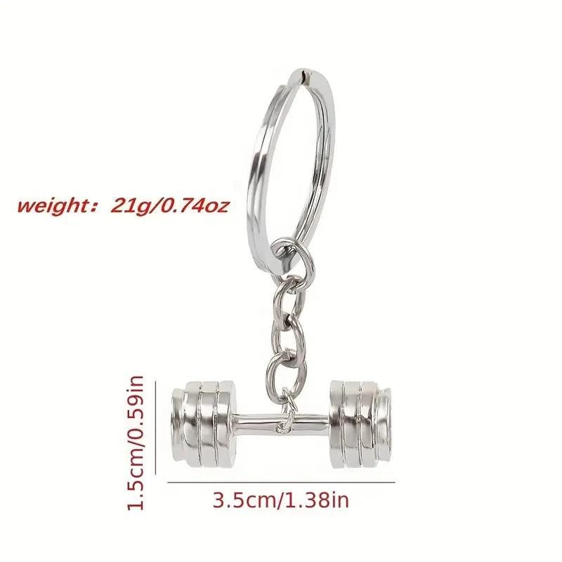 Metal Gym Dumbbell Shaped Keyring Premium Keychain Gift UK
