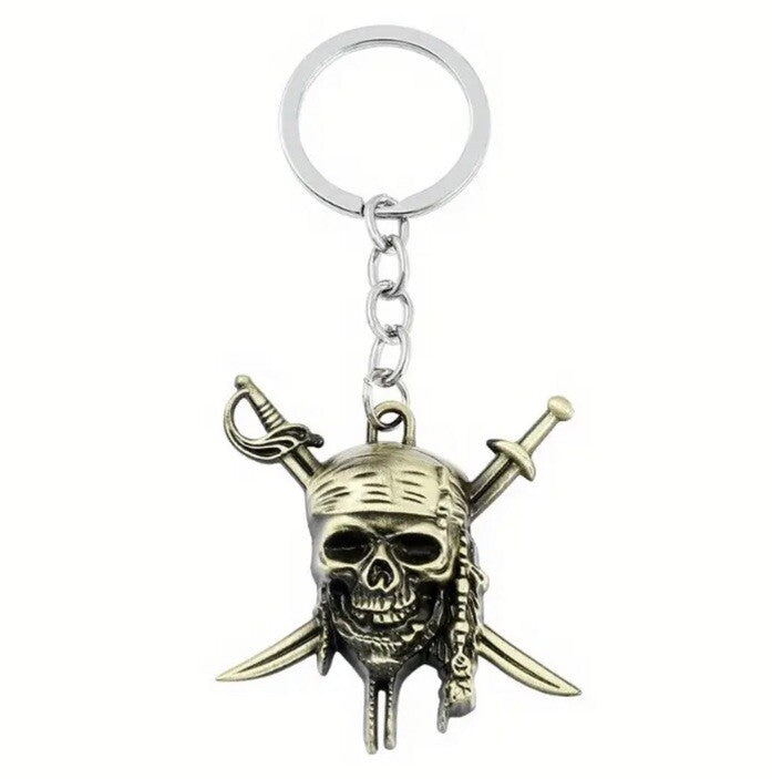 Mini Metal Pirate Skull Shaped Keyring Premium Keychain Gift UK