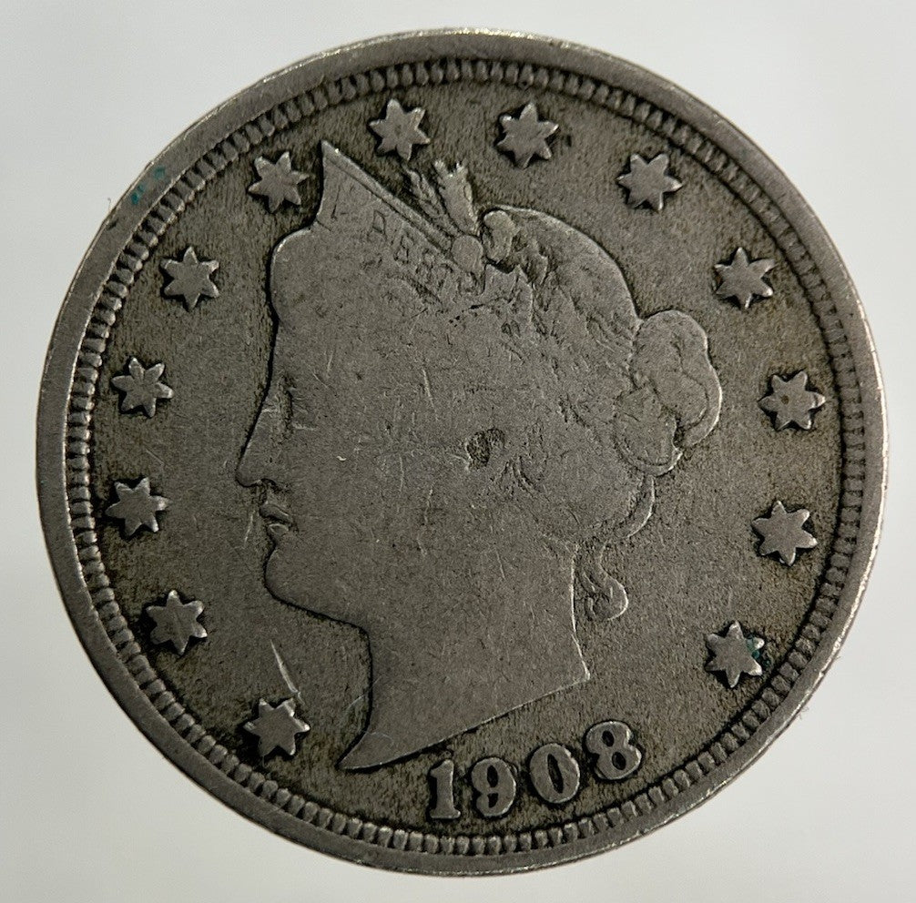 1908 US USA Nickel 5 Cents Coin | Collectable Grade
