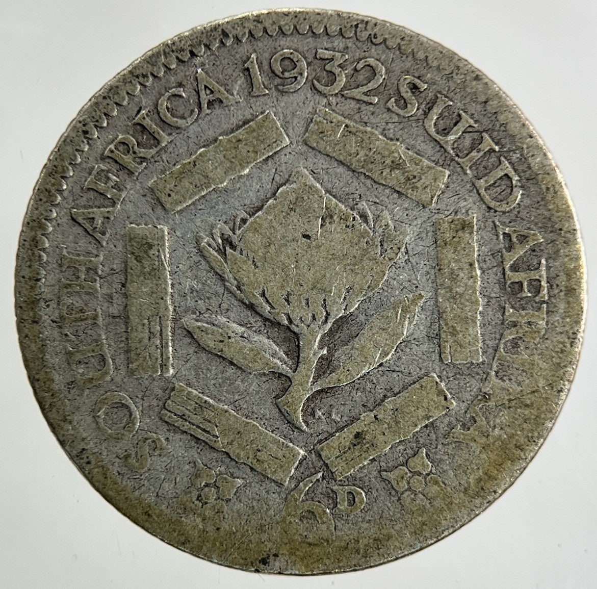 1932 South Africa Sixpence Silver Coin | Fair Grade