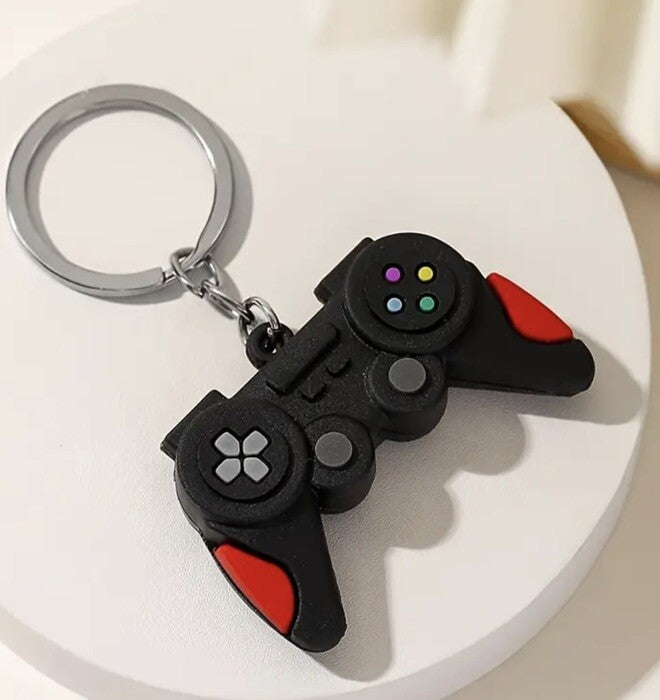 Black Video Game Controller Shaped Keyring Premium Keychain Gift UK