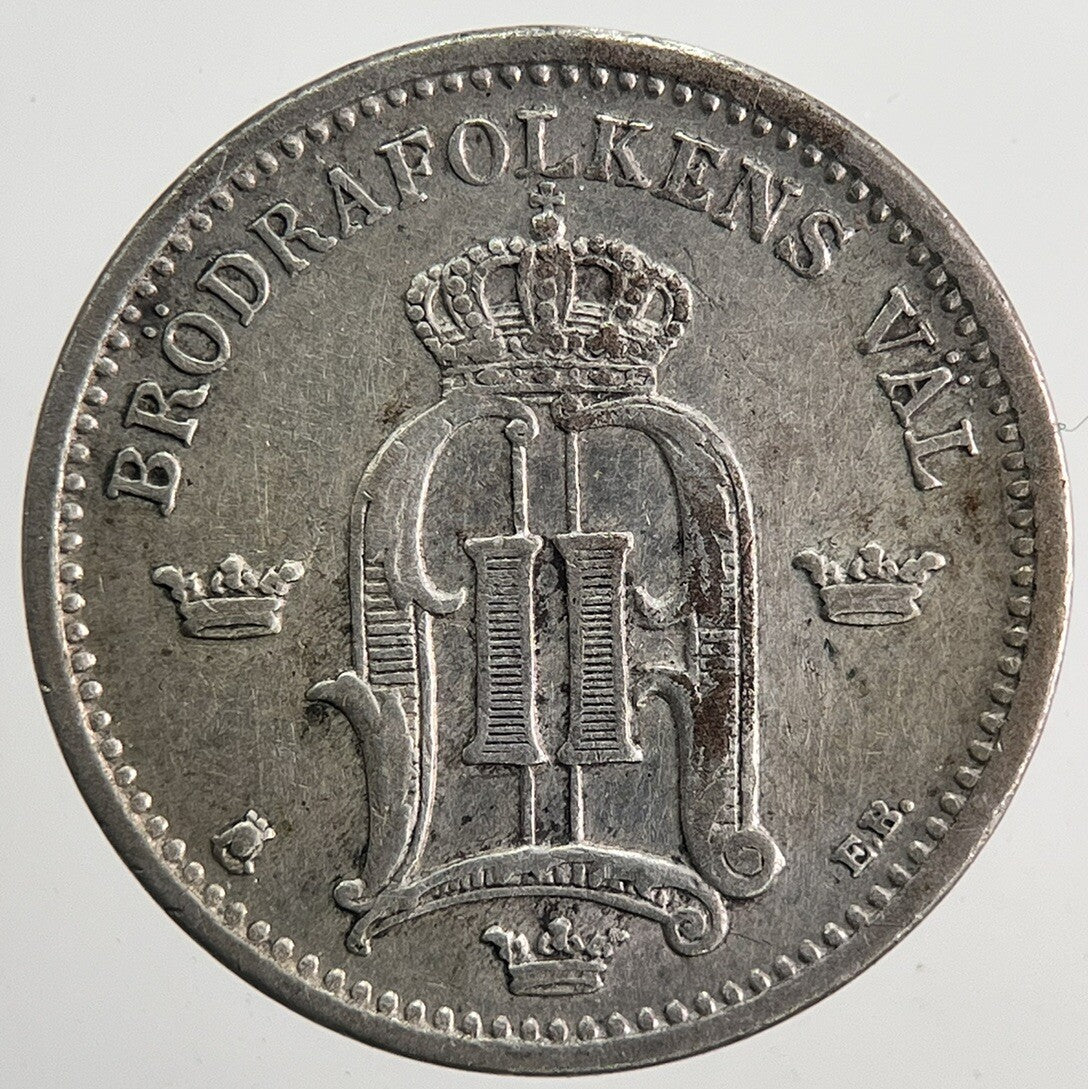 1902 Sweden 25 Ore Silver Coin | Fine Collectable Grade | a6132