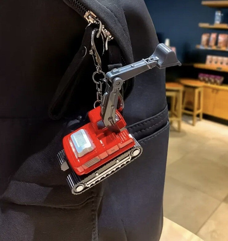 Mini Red Builder Construction Excavator Shaped Keyring Premium Keychain Gift UK