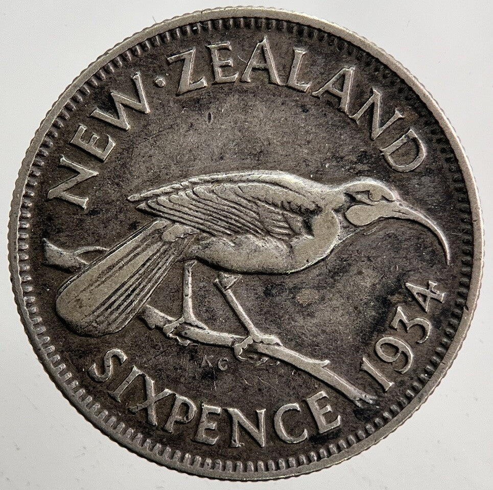 1934 New Zealand Sixpence Silver Coin | Fine Collectable Grade | a5429
