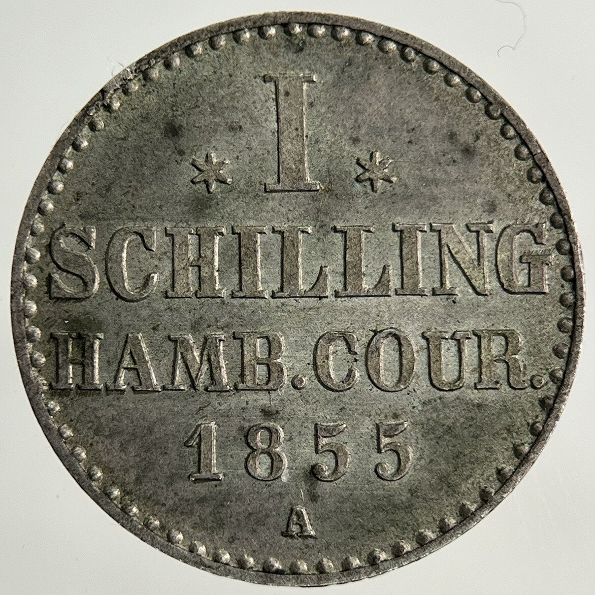 1855 Germany German States 1 Schilling Hamburg Silver Coin | Very High Grade