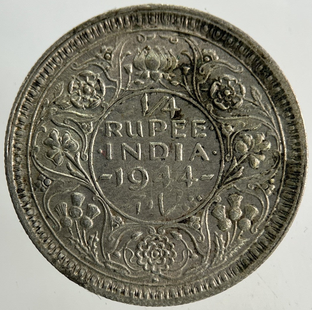 1944 India Quarter 1/4 Rupee Silver Coin | Fine Collectable Grade