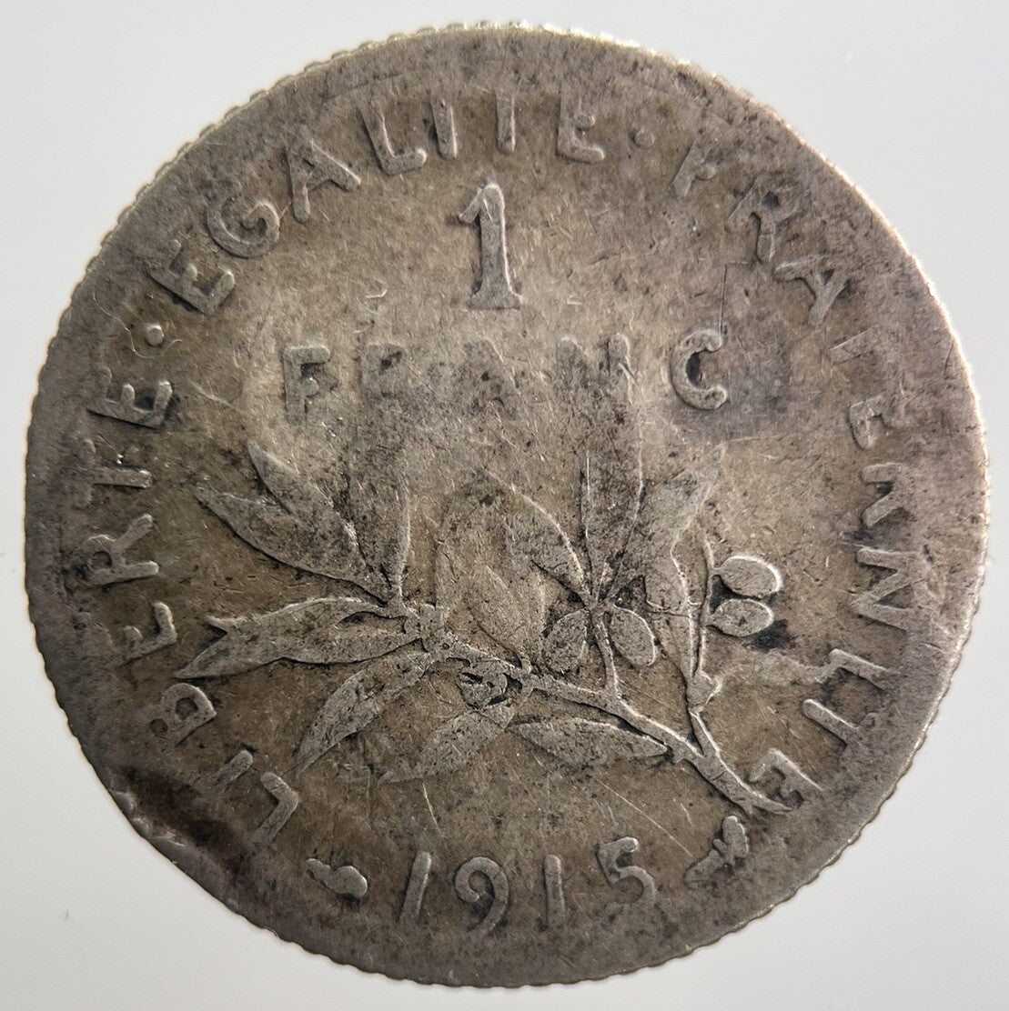 1915 France 1 One Franc Silver Coin | Fair Grade