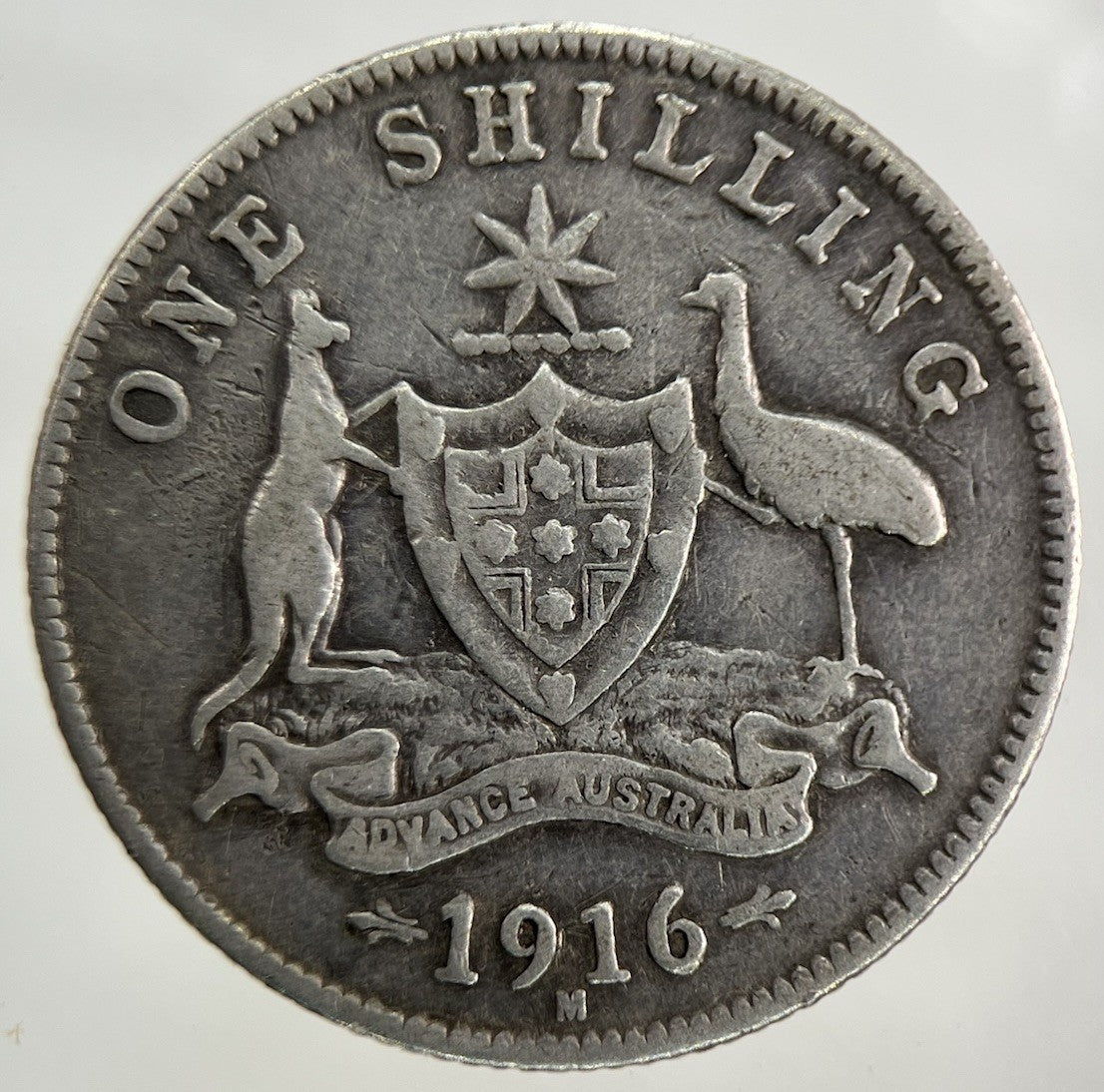 1916 - M Australia Shilling Silver Coin | Fine Collectable Grade