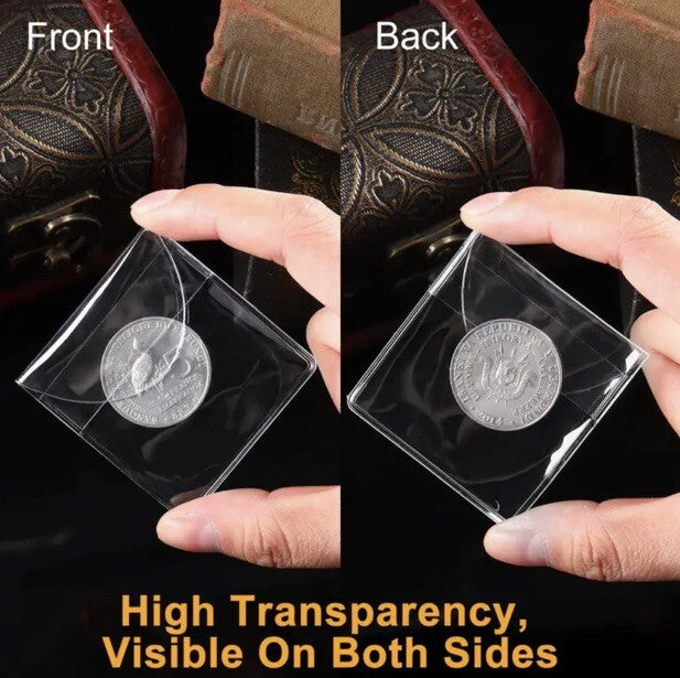 50 x Premium Coin Transparent Protective Sleeves / Pouches UK