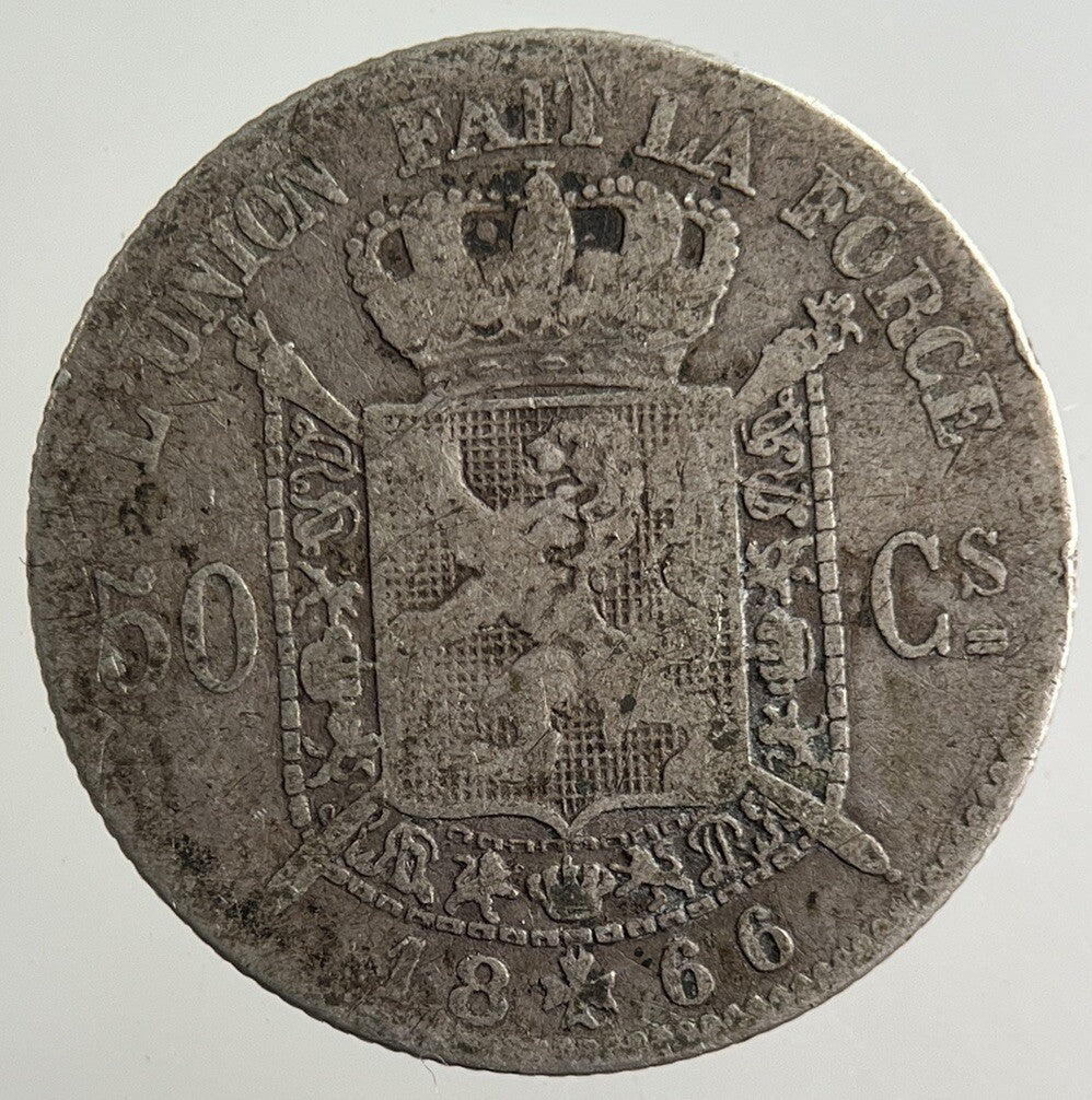 1866 Belgium 50 Centimes Silver Coin | Collectable Grade