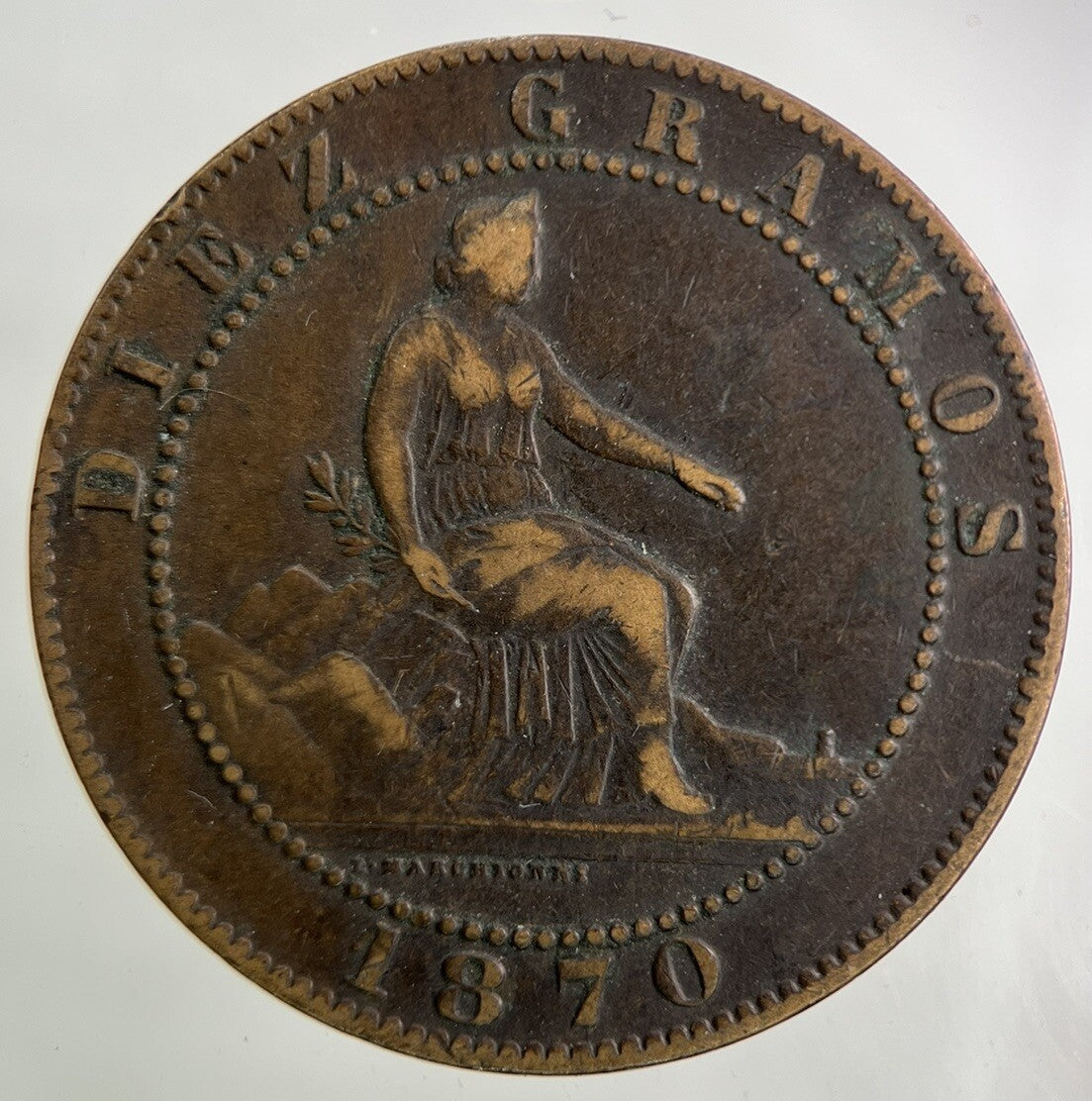 1870 Spain 10 Centimos Coin | Fine Collectable Grade