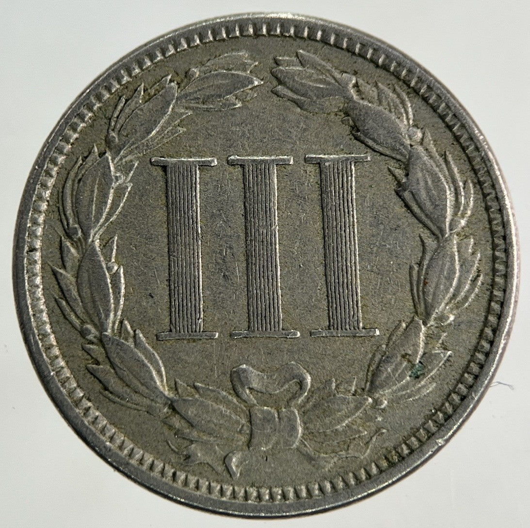 1872 US USA 3 III Cents Nickel Coin | Fine Collectable Grade