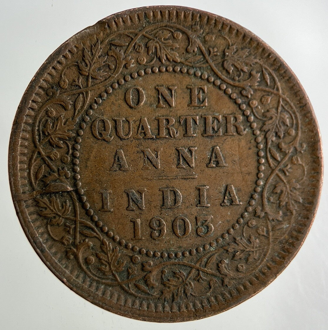 1903 India 1/4 Quarter Anna Coin | Fine Collectable Grade