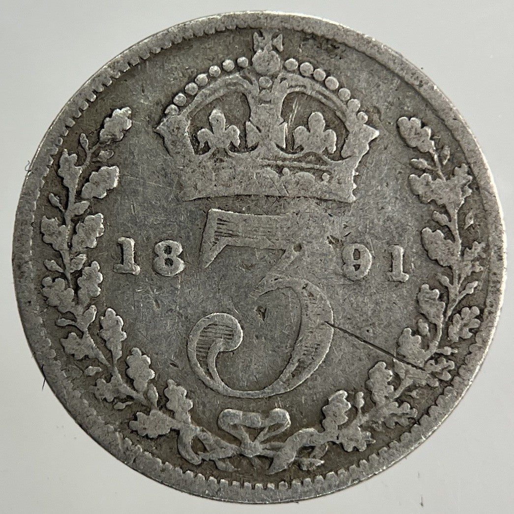 1891 Victoria Threepence Silver Coin | Fair Grade