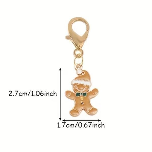 Mini Metal Christmas Ginger Bread Man Charm Keyring Keychain Gift UK