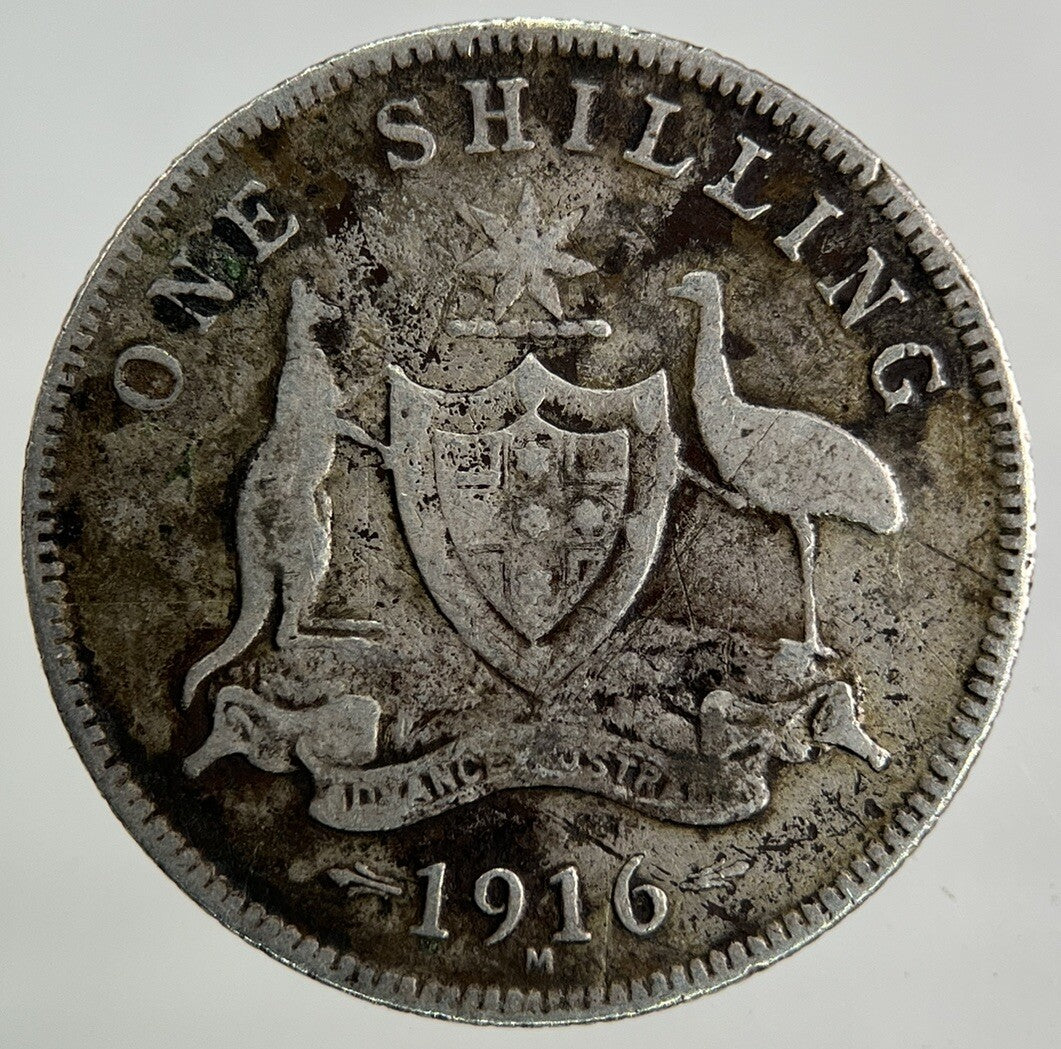 1916 - M Australia One Shilling Silver Coin | Collectable Grade