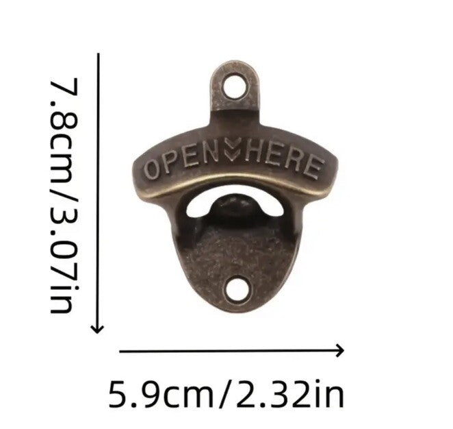 Metal Wall Mounted Bottle Opener Traditional Pub Design - UK Stock