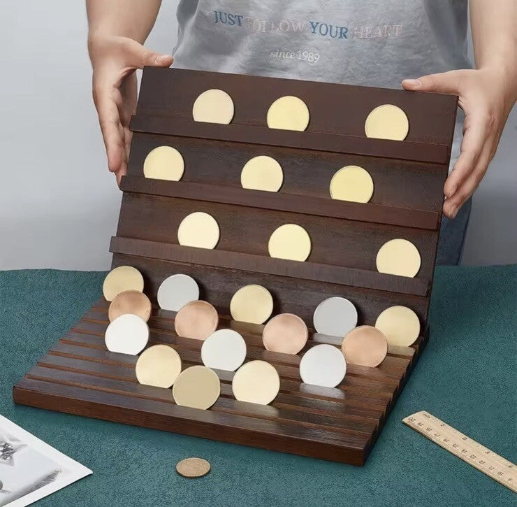 Coin Display Wooden Wood Stand - 11 Rows For 1oz Silver or Gold Coins