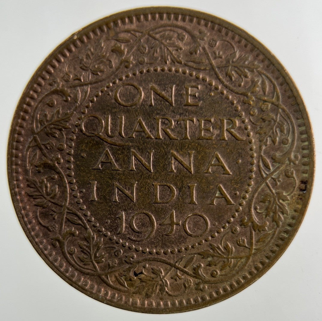 1940 India Quarter 1/4 Anna Coin | Fine Collectable Grade