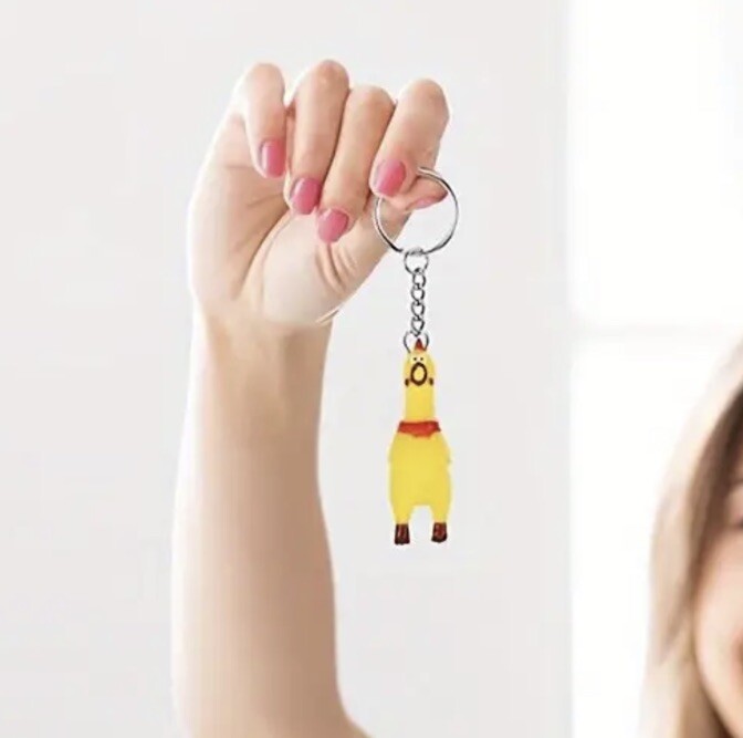 Mini Fun Screaming Chicken Keyring Premium Keychain Gift UK