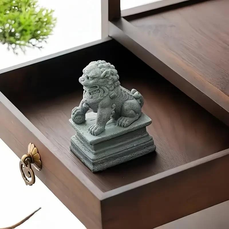 Chinese Stone Lion Pixiu Stone Statue Home Figurine Sculpture Gift UK