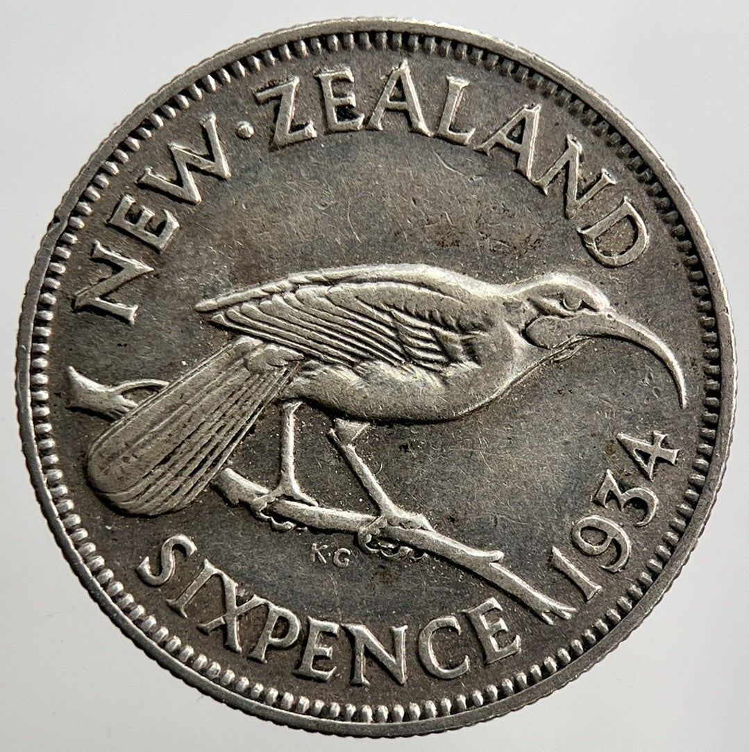 1934 New Zealand Sixpence Silver Coin | Fine Collectable Grade | a2439