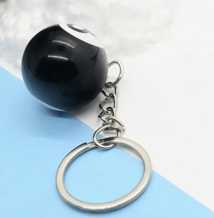 Black 8 Snooker Ball Shaped Keyring Premium Keychain Gift UK