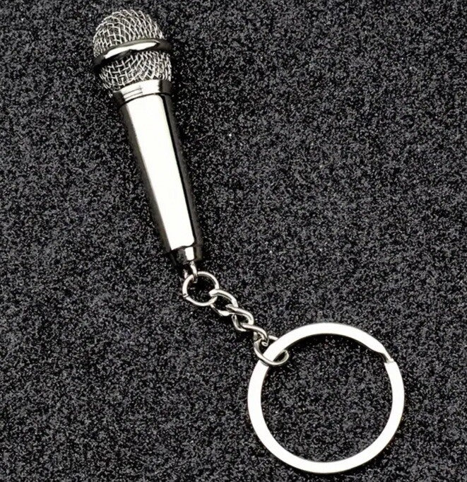 Mini Music Mic Microphone Keyring With Secret Compartment Keychain Gift UK