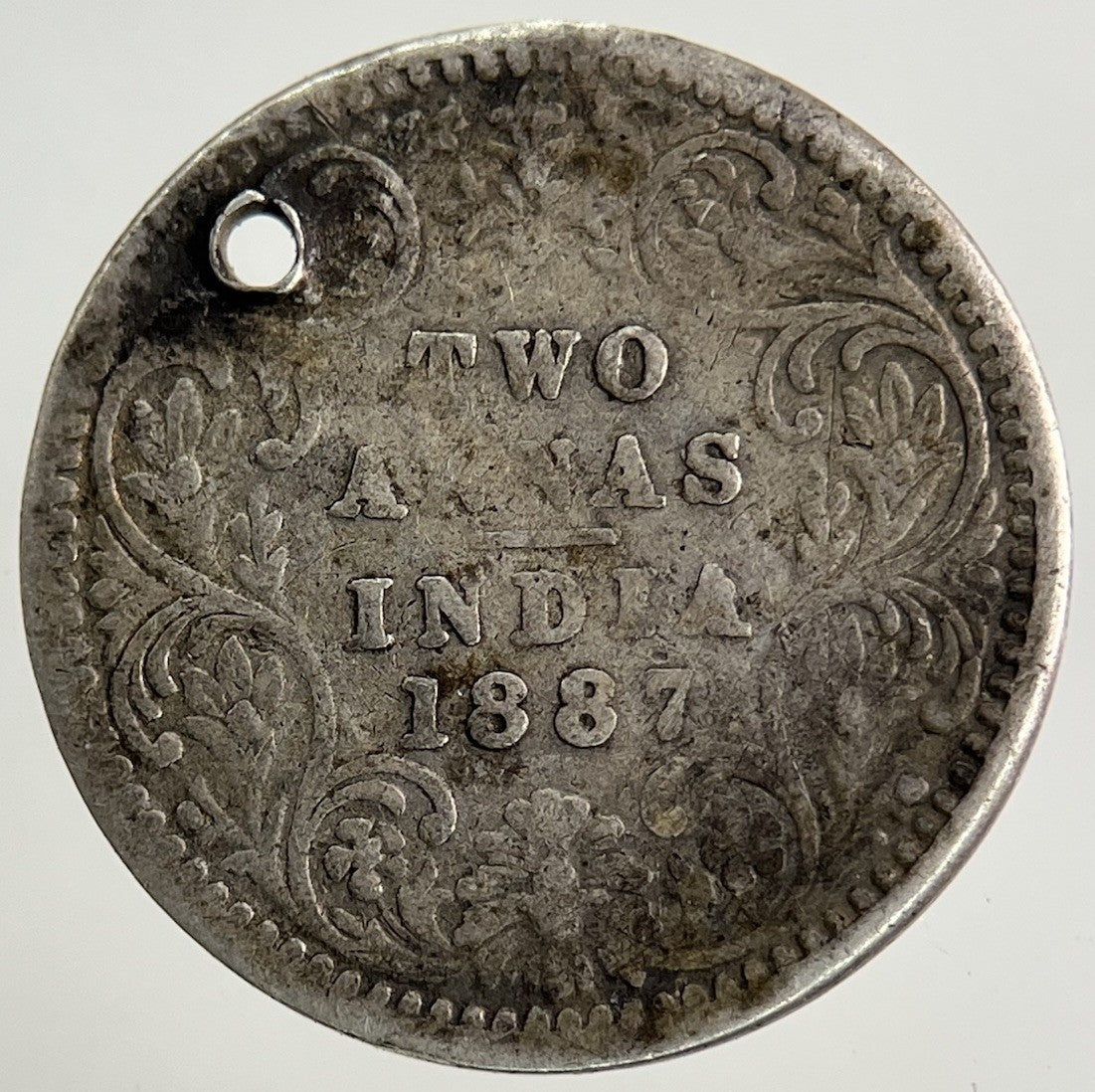 1887 India 2 Annas Silver Coin | Collectable Grade