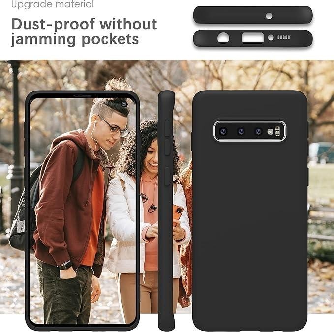 Samsung S10 PLUS + Black Bumper Silicone Shockproof Protective Case