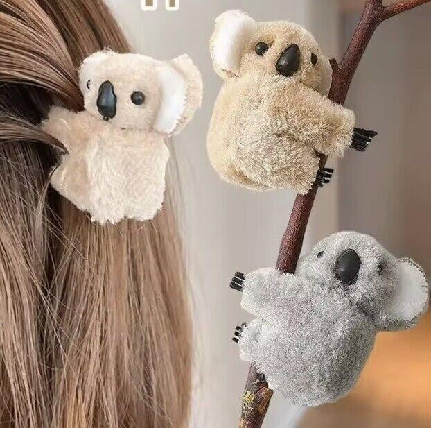 2 x Cute Koala Bear Animal Claw Clip Attach To Wire Hair Hanging